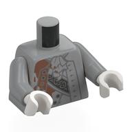 Torso, Robe, Silver Trim, Copper Bloodstains print, Light Bluish Gray Arms, White Hands Hellblaugrau