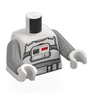 Torso, AT-AT Drivers Uniform, Control Panel, Light Bluish Grey Hoses print, Light Bluish Gray Arms, White Hands White