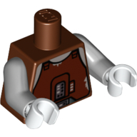 Torso Brown Vest with Control Panel Print (Dengar), Light Bluish Gray Arms, White Hands Rotbraun