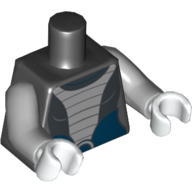Torso Light Bluish Gray Armoured Bib Print (Asajj Ventress), Light Bluish Gray Arms, White Hands Black