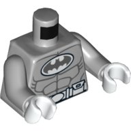 Torso Batman Logo in White Oval with Muscles and White Belt on Front and Back Print, Light Bluish Gray Arms, White Hands Hellblaugrau