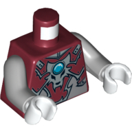 Torso Armour Vest with Silver Wolf Head and Blue Chi Jewel Print, Light Bluish Gray Arms, White Hands Dark Red