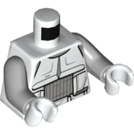 Torso Armour, Scout Trooper, Dark Bluish Gray Chest Panel Print, Light Bluish Gray Arms, White Hands Weiß