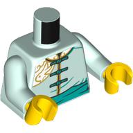 Torso, Tunic, Dark Turquoise Trim,Belt,Buttons, Gold Decorations print, Light Aqua Arms, Yellow Hands Light Aqua