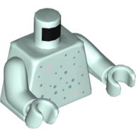 Torso Silver and Sand Blue Stars and Spots Print, Light Aqua Arms and Hands Hellaqua
