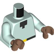 Torso, Minecraft Pixelated Black Collar, Belt, Yellow Buckle print, Light Aqua Arms, Medium Brown Hands Light Aqua