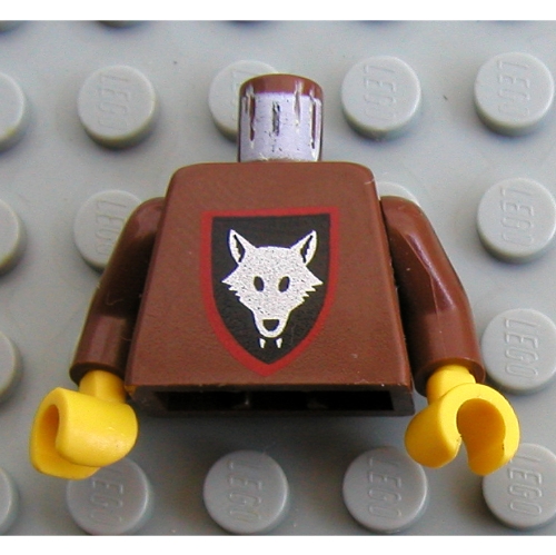 Torso Shield with Wolf Head Print (Wolfpack), Brown Arms, Yellow Hands Braun