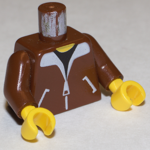 Torso Jacket and Black Undershirt Print, Brown Arms, Yellow Hands Braun