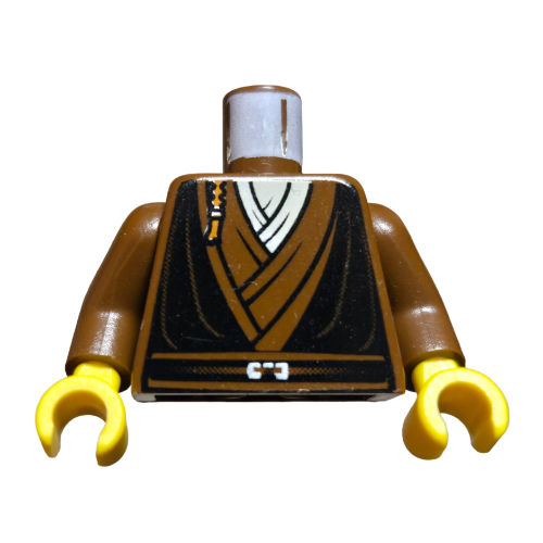 Torso Robe, Black Vest and Padawan Braid Print, Brown Arms, Yellow Hands Brown