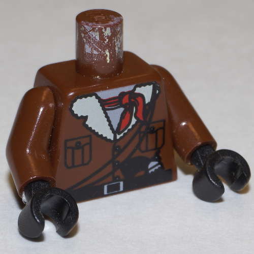 Torso Jacket, Fuzzy Lapels, Bandana, Gun Belt, Pockets Print, Brown Arms, Black Hands Brown