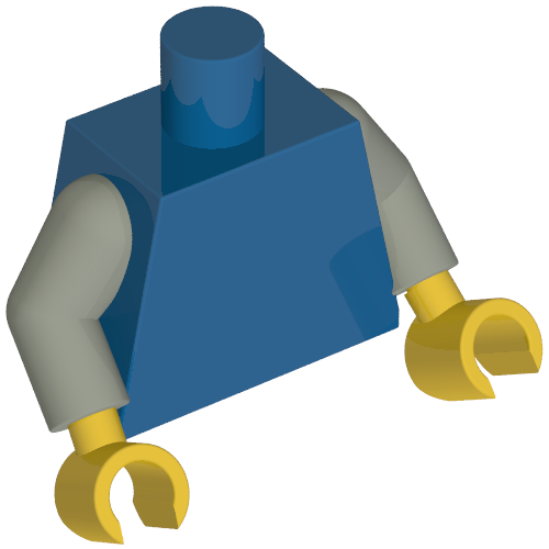 Torso, Light Gray Arms, Yellow Hands [Plain] in 