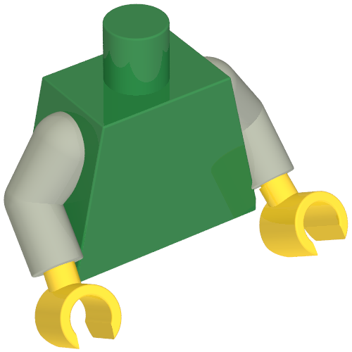 Torso, Light Gray Arms, Yellow Hands [Plain] Grün