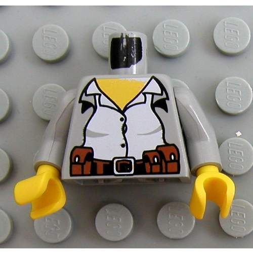 Torso Jacket over White Shirt, Belt with Pouches Print, Light Gray Arms, Yellow Hands Light Gray