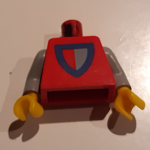 Torso Classic Shield Red/Gray Print, Light Gray Arms, Yellow Hands Red