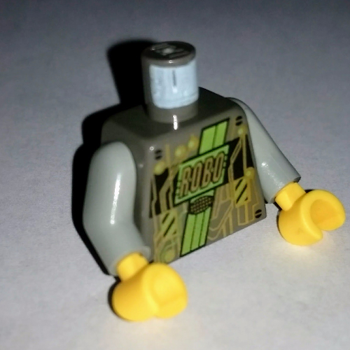 Torso Gold Circuitry Print (Roboforce), Light Gray Arms, Yellow Hands Dunkelgrau