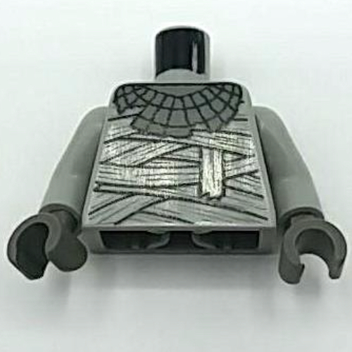 Torso Bandage Wrapping and Necklace Print (Mummy), Light Gray Arms, Dark Gray Hands Hellgrau