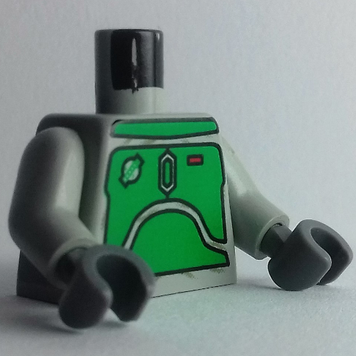 Torso Armor Plates Green Print (Boba Fett), Light Gray Arms Printed, Dark Gray Hands Light Gray