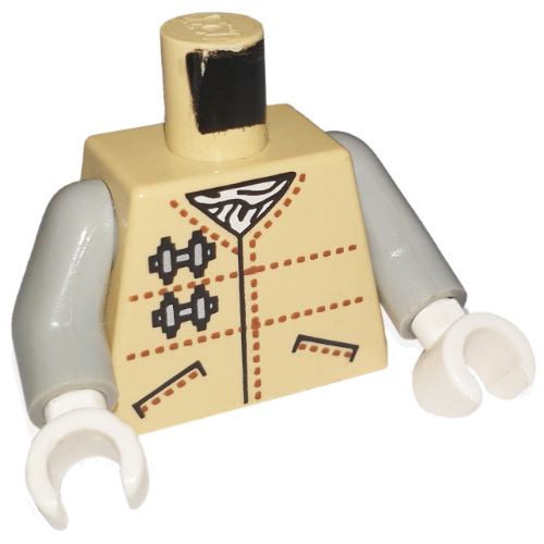 Torso Hoth Rebel Uniform, Brown Dotted Lines and Pockets Print, Light Gray Arms, White Hands Tan