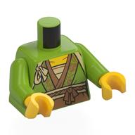 Torso, Robe, Gold Trim, Medium Nougat Knotted Band, Tan Straps, Pouch on Back print, Lime Arms, Yellow Hands Lime