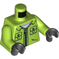 Torso Jacket with Pockets and Zipper, Joker Logo on Back Print, Lime Arms, Black Hands Limette
