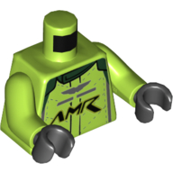 Torso Racing Jacket, Dark Bluish Gray Trim, 'AMR' Logo Print, Lime Arms, Black Hands Limette