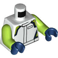 Torso Racing Jacket, Lime and Dark Blue Trim Print, Lime Arms, Dark Blue Hands Weiß