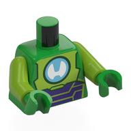Torso, Iron Hulk Suit, Lime/Dark Purple Armor, Medium Azure Arc Reactor, White 'H' print, Lime Arms, Bright Green Hands Hellgrün