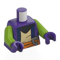 Torso, Torn Vest, Dark Blue Trim, Tan Shirt, Orange Sash, Silver 'G' print, Lime Arms, Dark Purple Hands Dark Purple