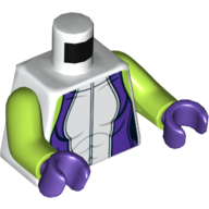 Torso Bodysuit with Dark Purple Side and Zipper Print, Lime Arms, Dark Purple Hands White