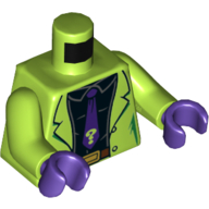 Torso Jacket, Black Shirt, Belt, Purple Tie with '?' Print, Lime Arms, Dark Purple Hands Limette