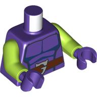 Torso, Muscle Chest, Reddish Brown Belt, Silver 'G'-Shaped Buckle print, Lime Arms, Dark Purple Hands Dark Purple