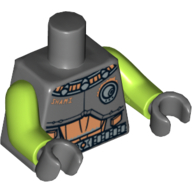 Torso Armor Spacesuit with 'SHAMI' and Silver Belt Print, Lime Arms, Dark Bluish Gray Hands Dark Bluish Gray