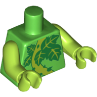 Torso Plant Vines with Thorns and Green and Lime Leaves Print, Lime Arms and Hands Hellgrün