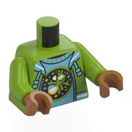 Torso, Jacket, Sand Blue Zipper, Collar, Medium Azure Shirt, Lime Alien on Black Circle print, Lime Arms, Medium Nougat Hands Limette