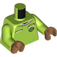 Torso Soccer Shirt, White Collar, Pockets Print, Lime Arms, Medium Nougat Hands Lime