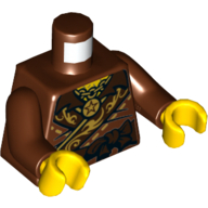 Torso Robe with Dark Brown Sash Belt and Gold Detailing Print, Reddish Brown Arms, Yellow Hands Rotbraun