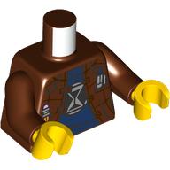 Torso, Jacket, Dark Blue Shirt, Black Hourglass print, Reddish Brown Arms, Yellow Hands Rotbraun