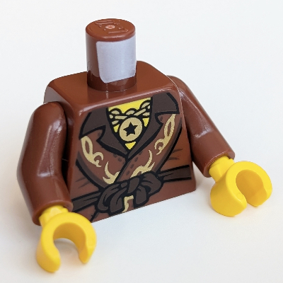 Torso Robe, Gold Chain / Gold Star on Back Print, Reddish Brown Arms, Yellow Hands Reddish Brown
