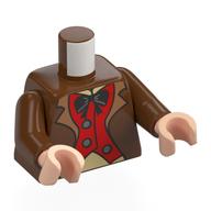 Torso Jacket, Red Vest, Black Bow Tie print, Reddish Brown Arms, Light Nougat Hands Reddish Brown