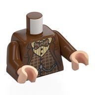 Torso, Jacket, Tan Plaid Shirt, Silver Chains, Reddish Brown/Dark Tan Bowtie print, Reddish Brown Arms, Light Nougat Hands Rotbraun