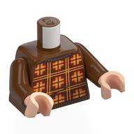 Torso, Plaid Sweater, Orange/Yellow Shapes, Yellow Lines print, Reddish Brown Arms, Light Nougat Hands Rotbraun