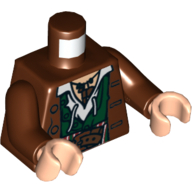 Torso Jacket over Dark Green Vest and White Shirt Print, Reddish Brown Arms, Light Nougat Hands Rotbraun