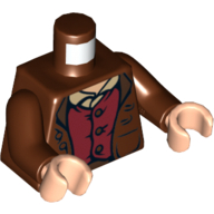 Torso Jacket and Red Waistcoat Print, Reddish Brown Arms, Light Nougat Hands Reddish Brown