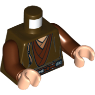 Torso Robe, Layered with Dark Tan Undershirt, Reddish Brown Belt and Padawan Braid Print, Reddish Brown Arms, Light Nougat Hands Dunkelbraun