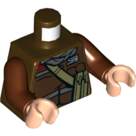 Torso Jacket with Dark Bluish Gray Scarf and Dark Tan Pocket Device Print (Rebel Trooper), Reddish Brown Arms, Light Nougat Hands Dunkelbraun