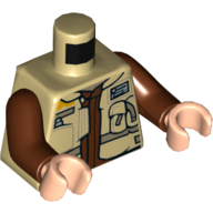 Torso Jacket with Dark Tan Belts and Reddish Brown Undershirt Print (Rebel Trooper), Reddish Brown Arms, Light Nougat Hands Tan