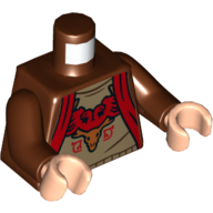 Torso Robe with Red Sash, Dark Tan shirt, Emblem Print, Reddish Brown Arms, Light Nougat Hands Rotbraun