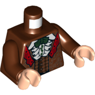 Torso Jacket with White Tassel, Red Collar, Reddish Brown Tunic, Dark Green Bow Tie Print, Reddish Brown Arms, Light Nougat Hands Reddish Brown