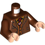 Torso Jacket with Pinstripes, Dark Orange Vest, Dark Red Tie with 'W' Print, Reddish Brown Arms, Light Nougat Hands Rotbraun