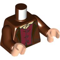 Torso Jacket, Dark Red Shirt, Bright Light Yellow Undershirt print, Reddish Brown Arms, Light Nougat Hands Rotbraun